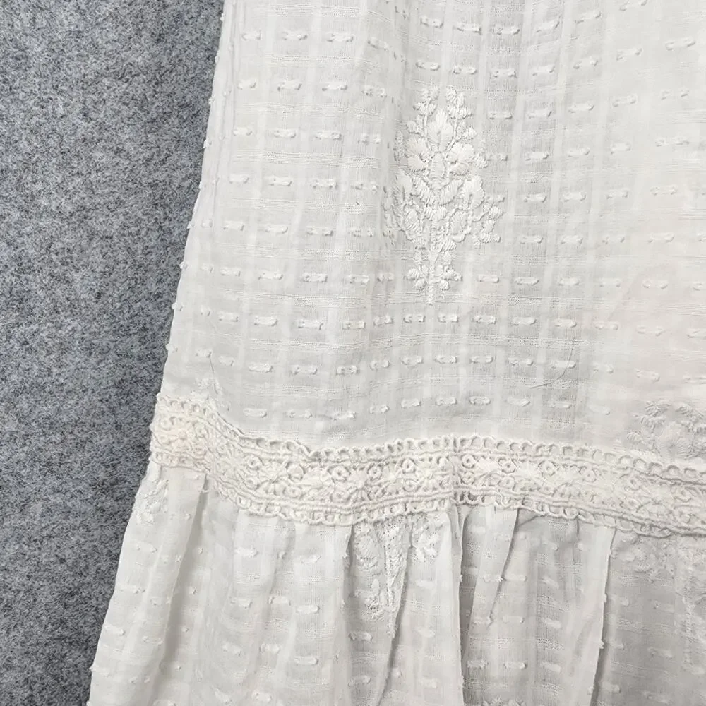 Rachel Zoe White Maxi Dress Lace Eyelet Boho Size 8 - Picture 4 of 13